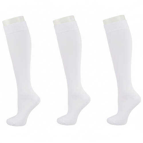 Combed Cotton Knee High Socks for Girls, Teens and Women in 3 Pair