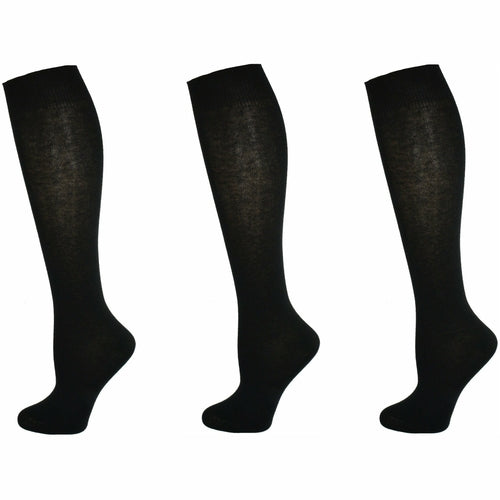 Combed Cotton Knee High Socks for Girls, Teens and Women in 3 Pair