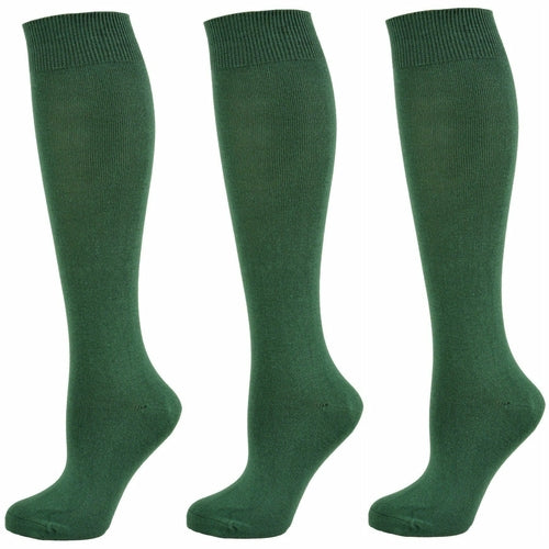 Combed Cotton Knee High Socks for Girls, Teens and Women in 3 Pair
